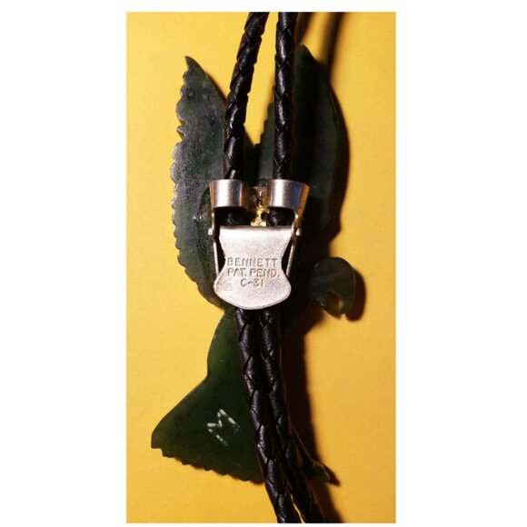 Eagle Bolo Tie Vintage 1950 Signed BENNETT PAT. PEND. C-31 Green - Picture 4 of 7